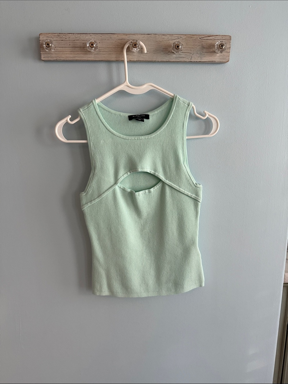 Marciano Mint Ribbed Cutout Tank Top